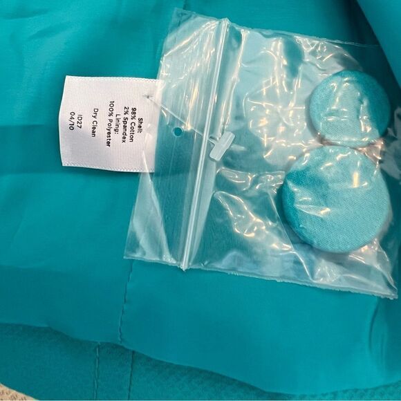Talbots NWOT Cotton Stretch Pique Turquoise One Button Blazer Jacket 6P - Picture 6 of 6